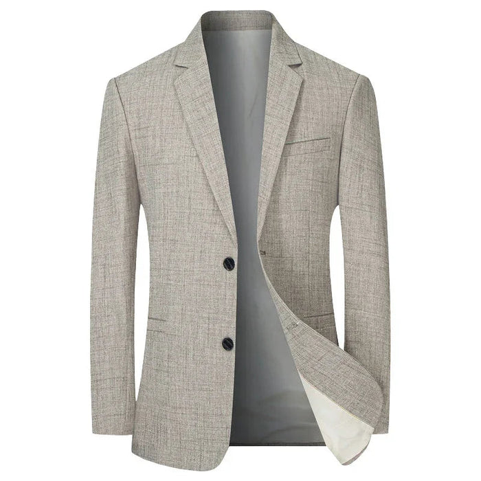 Men's Linen-Look Wedding Guest Blazer Two-Button Slim Fit