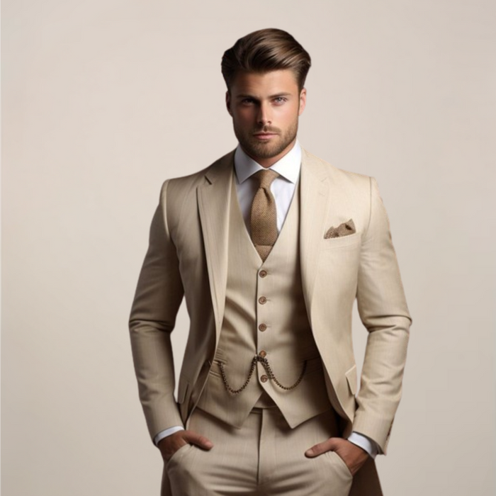 Men's Lightweight Three-Piece Tailored Wedding Suit
