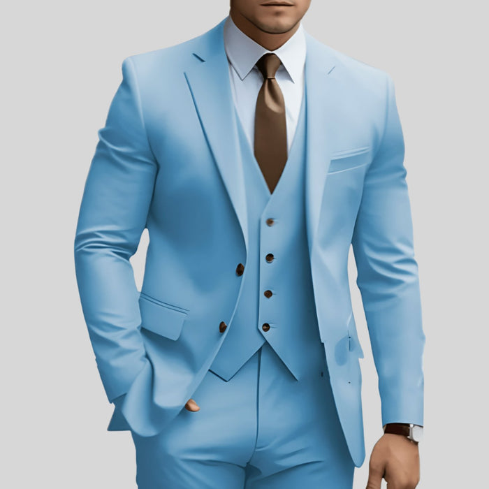 Men's Three-Piece Slim Fit Groomsmen Suit Notch Lapel