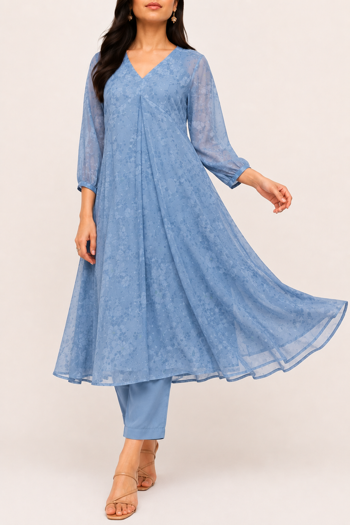 Women's Flowy V Neck Midi Dress