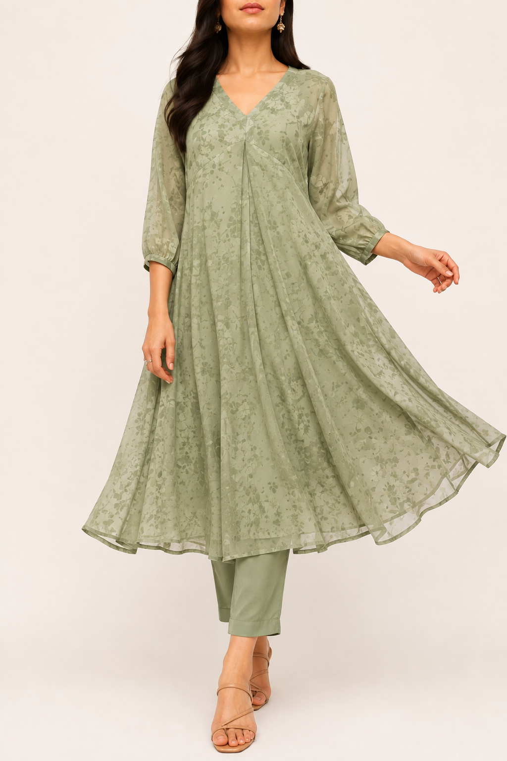Women's Flowy V Neck Midi Dress