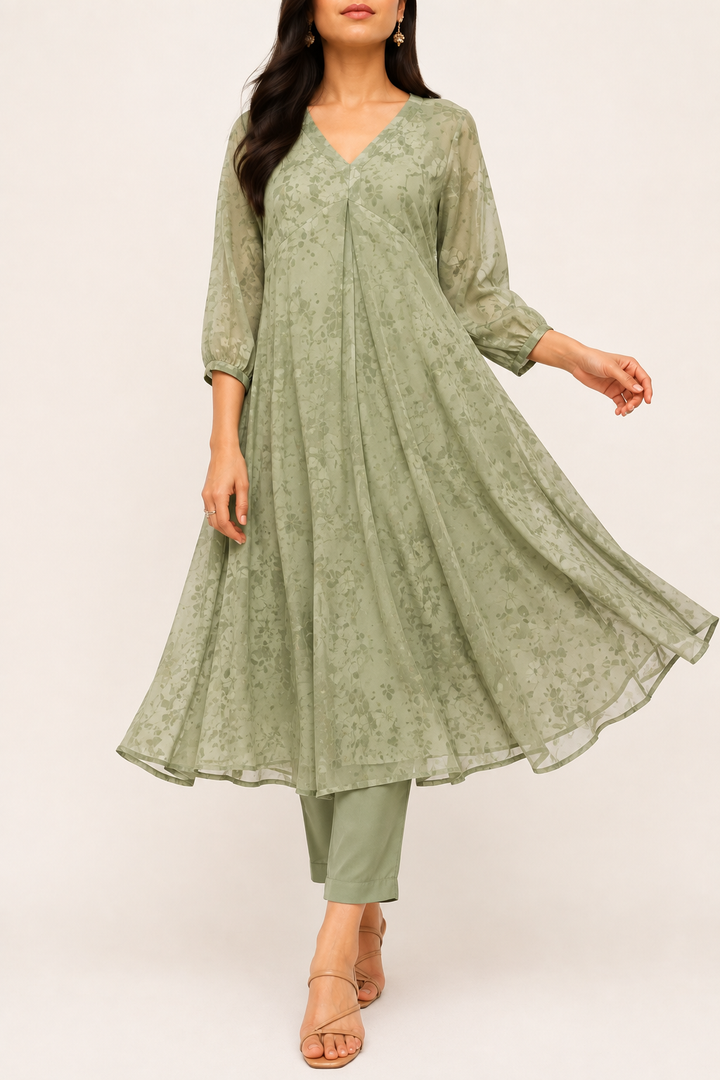 Women's Flowy V Neck Midi Dress