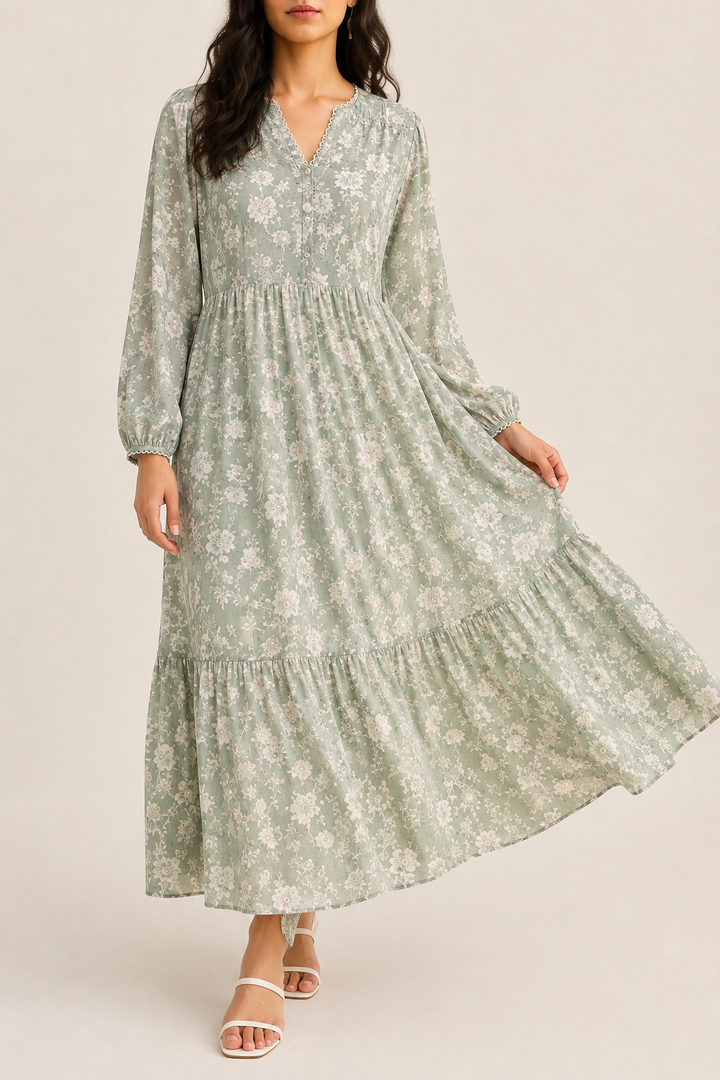 Women's Casual Floral Print Maxi Dress