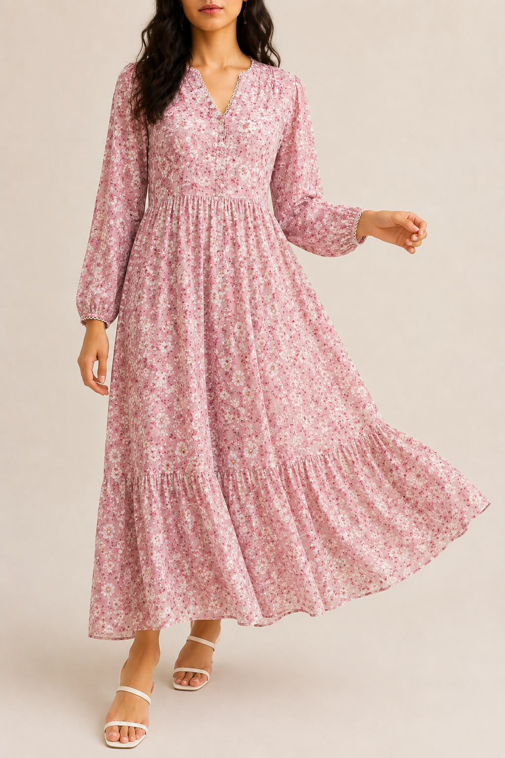 Women's Casual Floral Print Maxi Dress