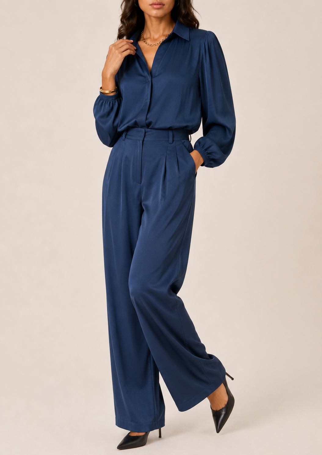 Women's Chic Blouse and Trouser Set