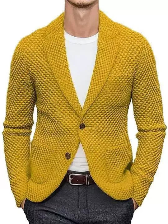 Men's Textured Knit Summer Blazer with Patch Pockets