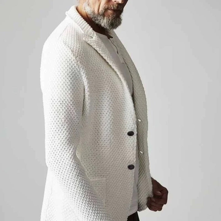 Men's Textured Knit Summer Blazer with Patch Pockets