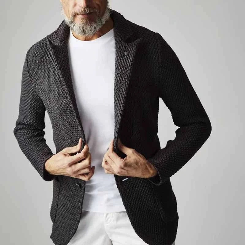 Men's Textured Knit Summer Blazer with Patch Pockets