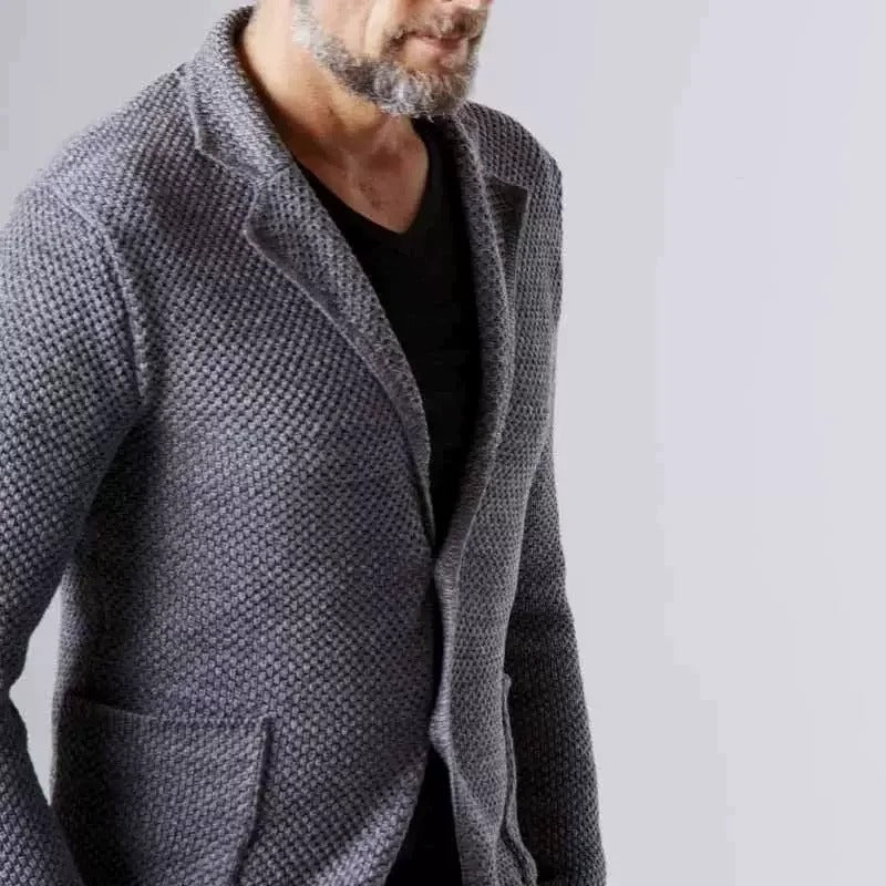 Men's Textured Knit Summer Blazer with Patch Pockets
