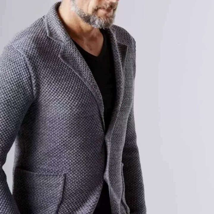 Men's Textured Knit Summer Blazer with Patch Pockets