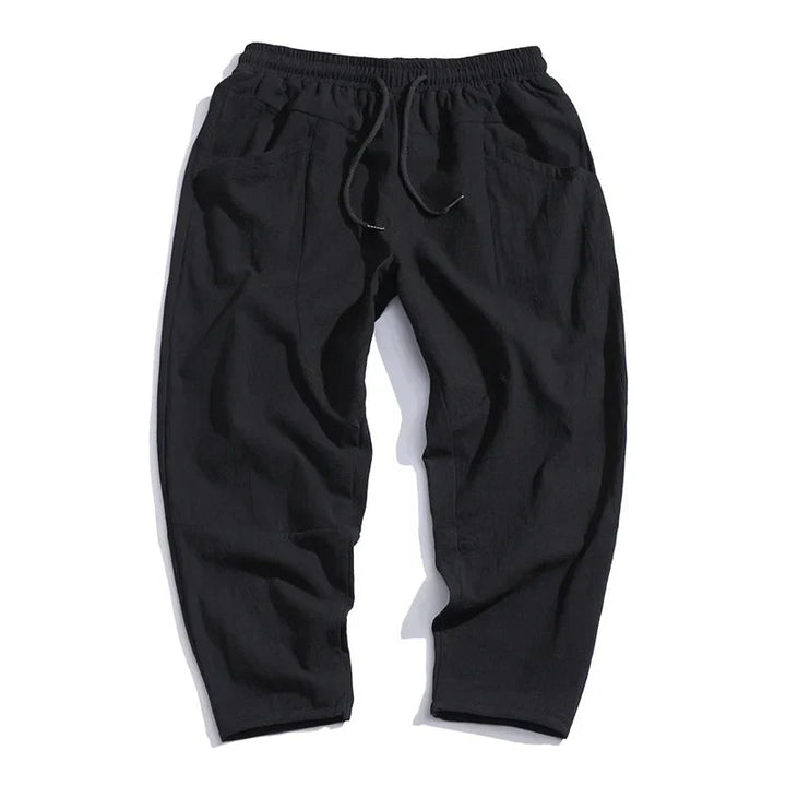 Men's Linen-Look Cropped Drawstring Pants