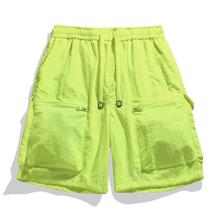 Men's Lightweight Drawstring Cargo Shorts with Zip Pockets