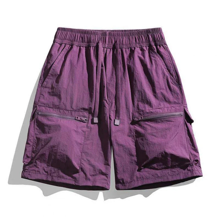 Men's Lightweight Drawstring Cargo Shorts with Zip Pockets