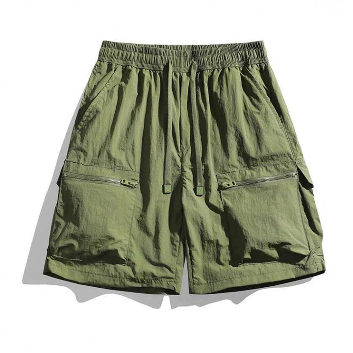 Men's Lightweight Drawstring Cargo Shorts with Zip Pockets