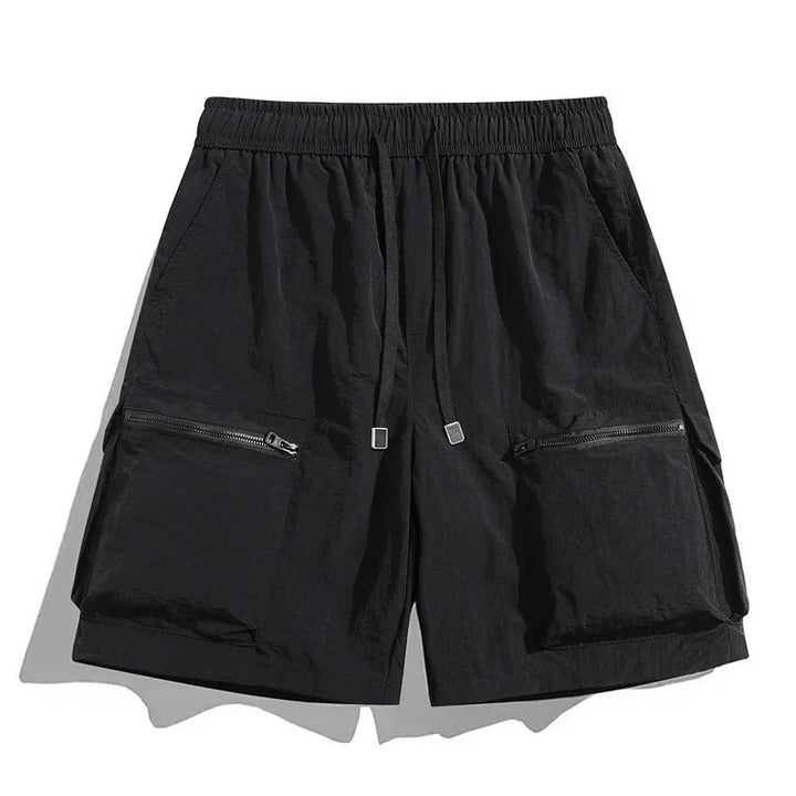 Men's Lightweight Drawstring Cargo Shorts with Zip Pockets
