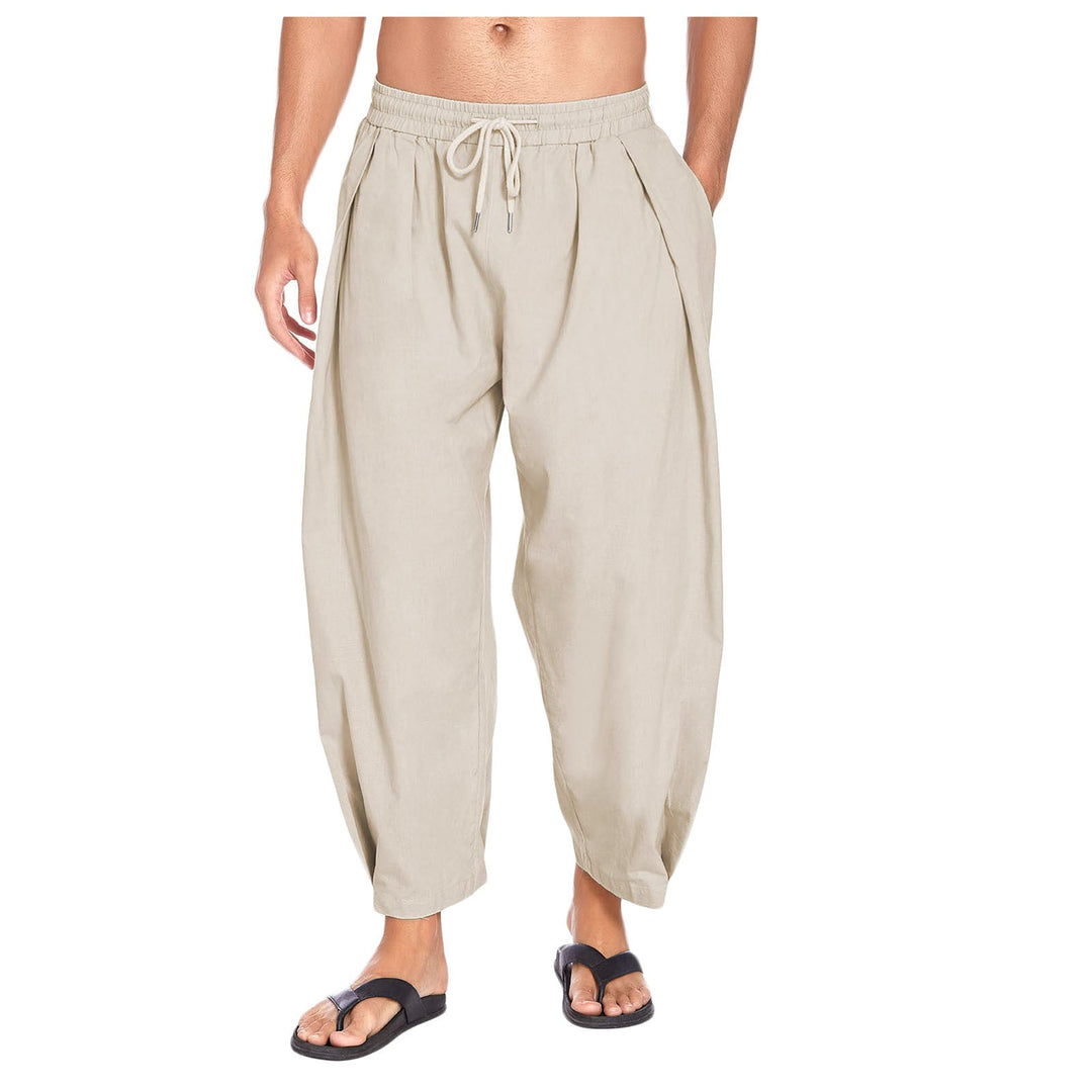 Men's Linen-Look Drop Crotch Harem Pants