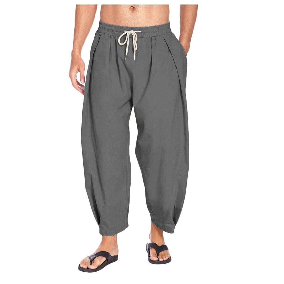 Men's Linen-Look Drop Crotch Harem Pants