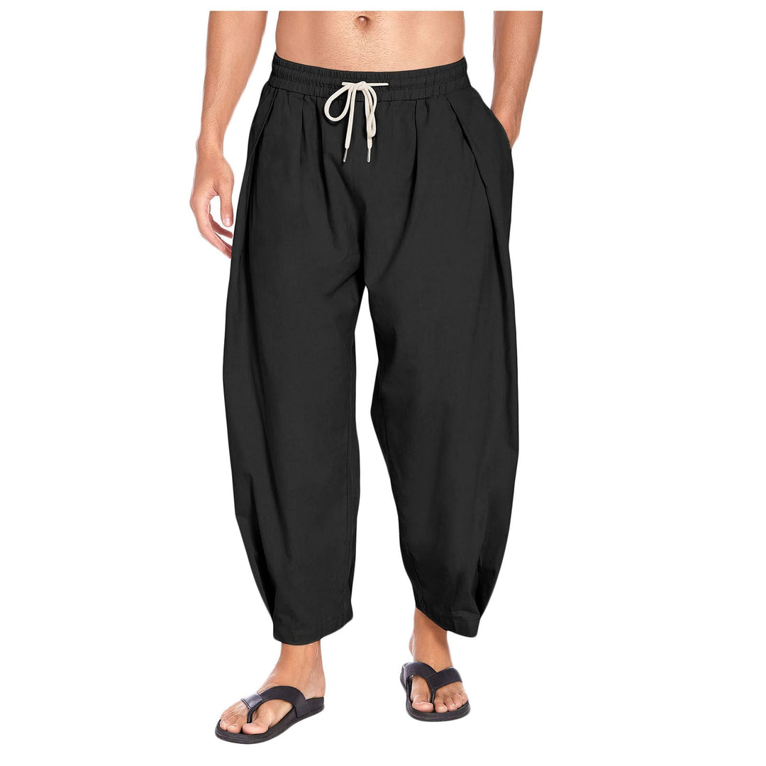 Men's Linen-Look Drop Crotch Harem Pants