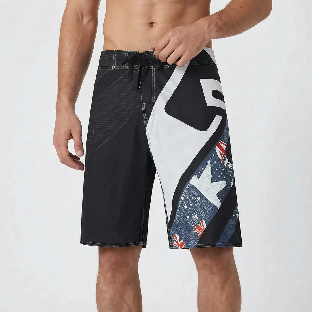 Men's Graphic Print Knee-Length Board Shorts for Surfing