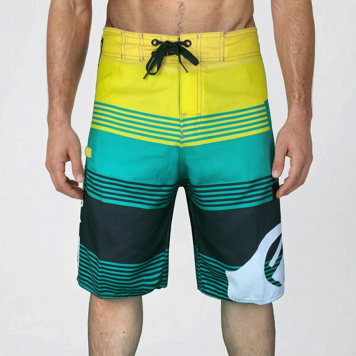 Men's Graphic Print Knee-Length Board Shorts for Surfing