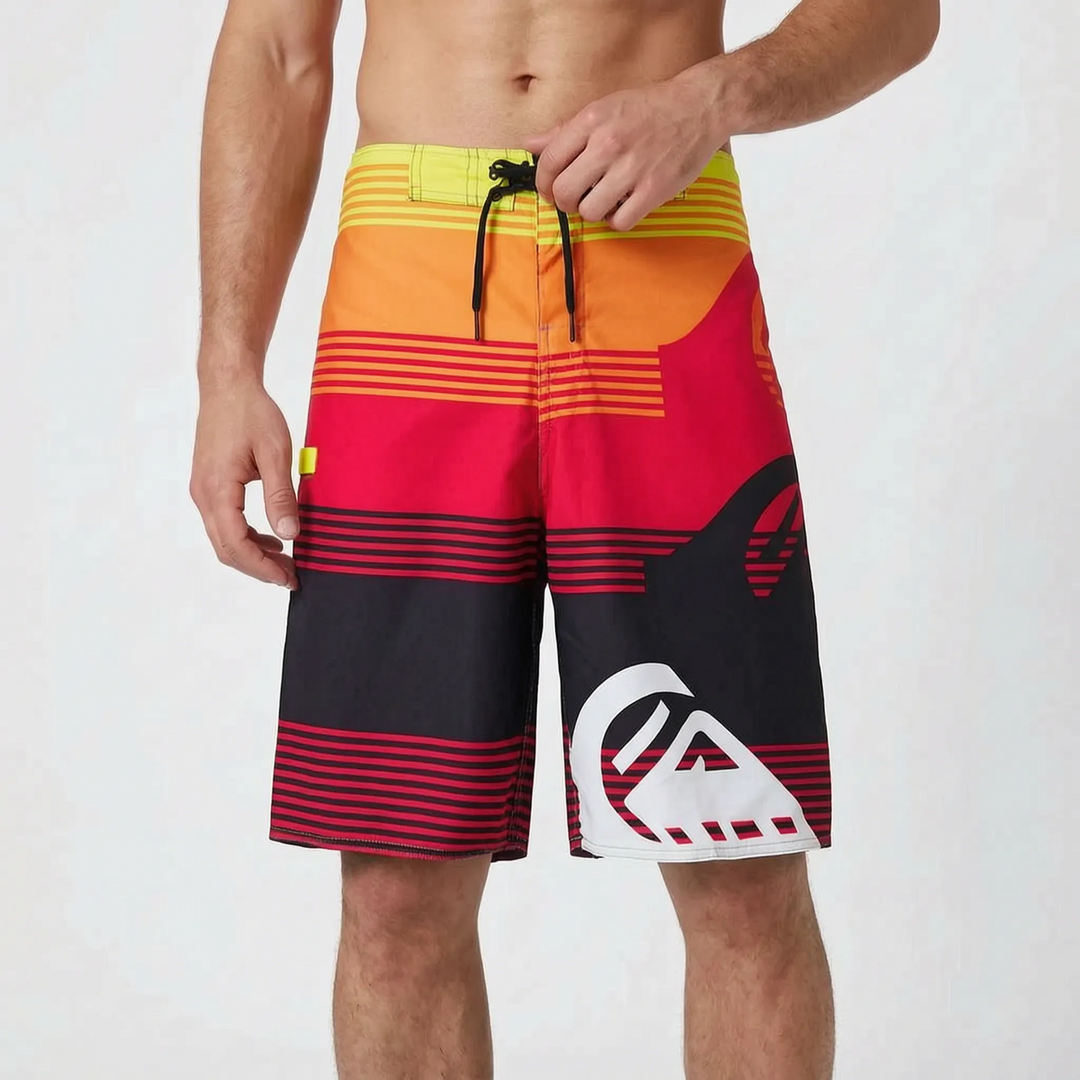 Men's Graphic Print Knee-Length Board Shorts for Surfing