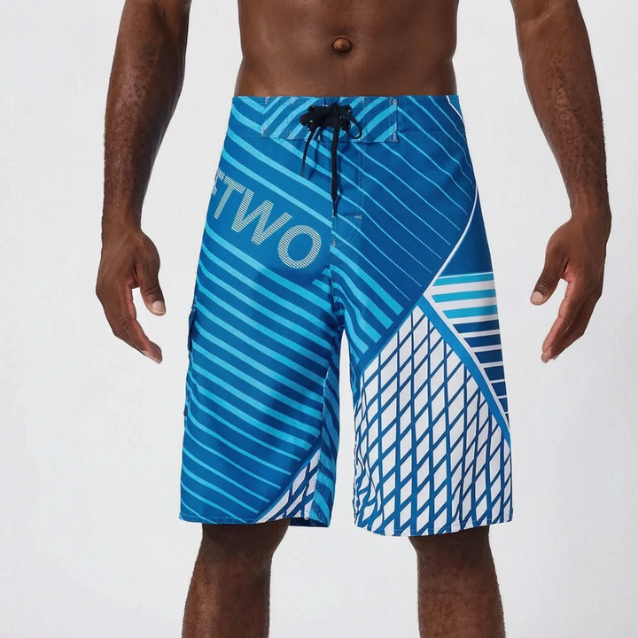 Men's Graphic Print Knee-Length Board Shorts for Surfing