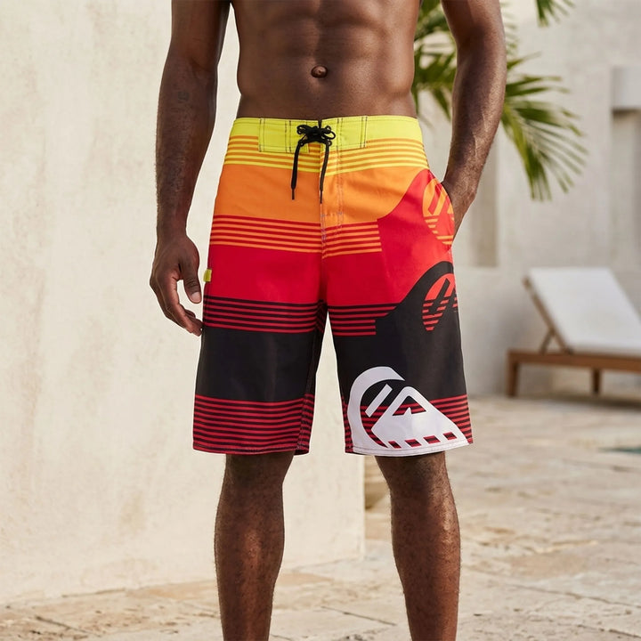 Men's Graphic Print Knee-Length Board Shorts for Surfing