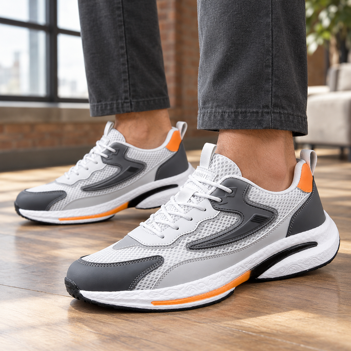 Men's Breathable Mesh Layered Panel Lace-Up Sneakers
