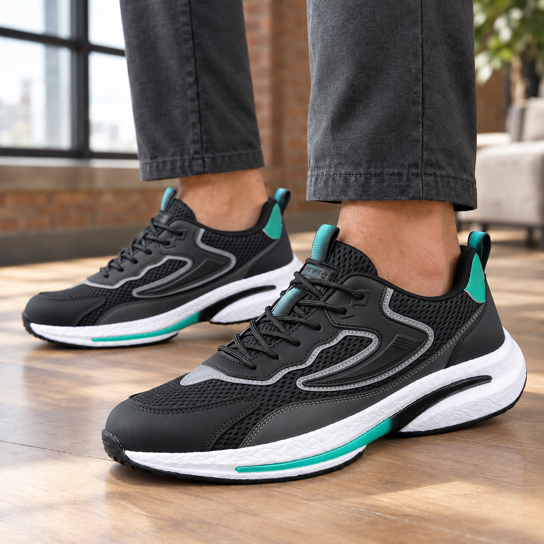 Men's Breathable Mesh Layered Panel Lace-Up Sneakers