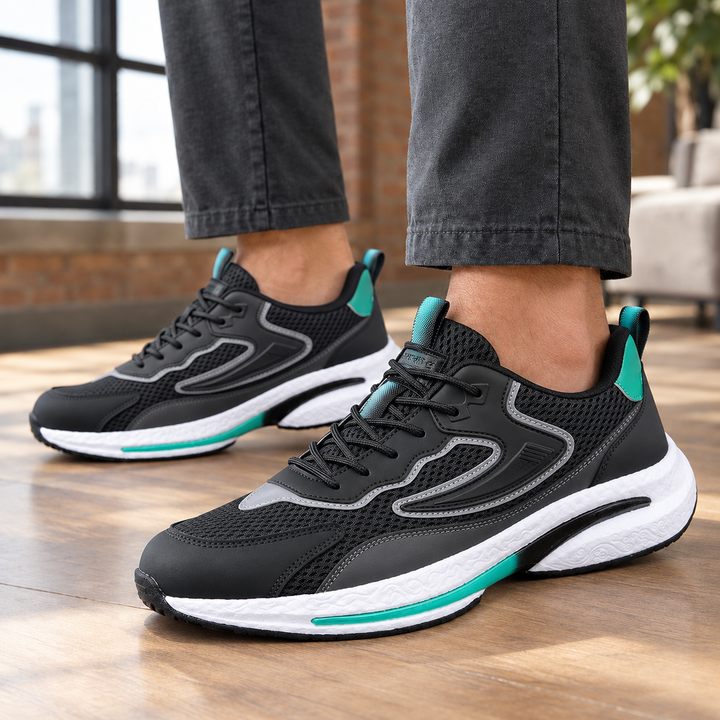 Men's Breathable Mesh Layered Panel Lace-Up Sneakers