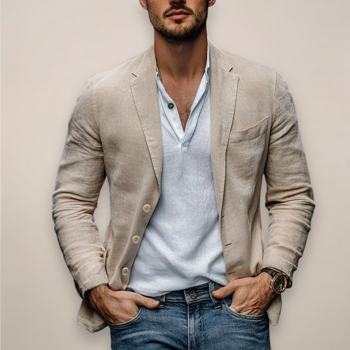 Men's Lightweight Linen-Look Slim Fit Blazer