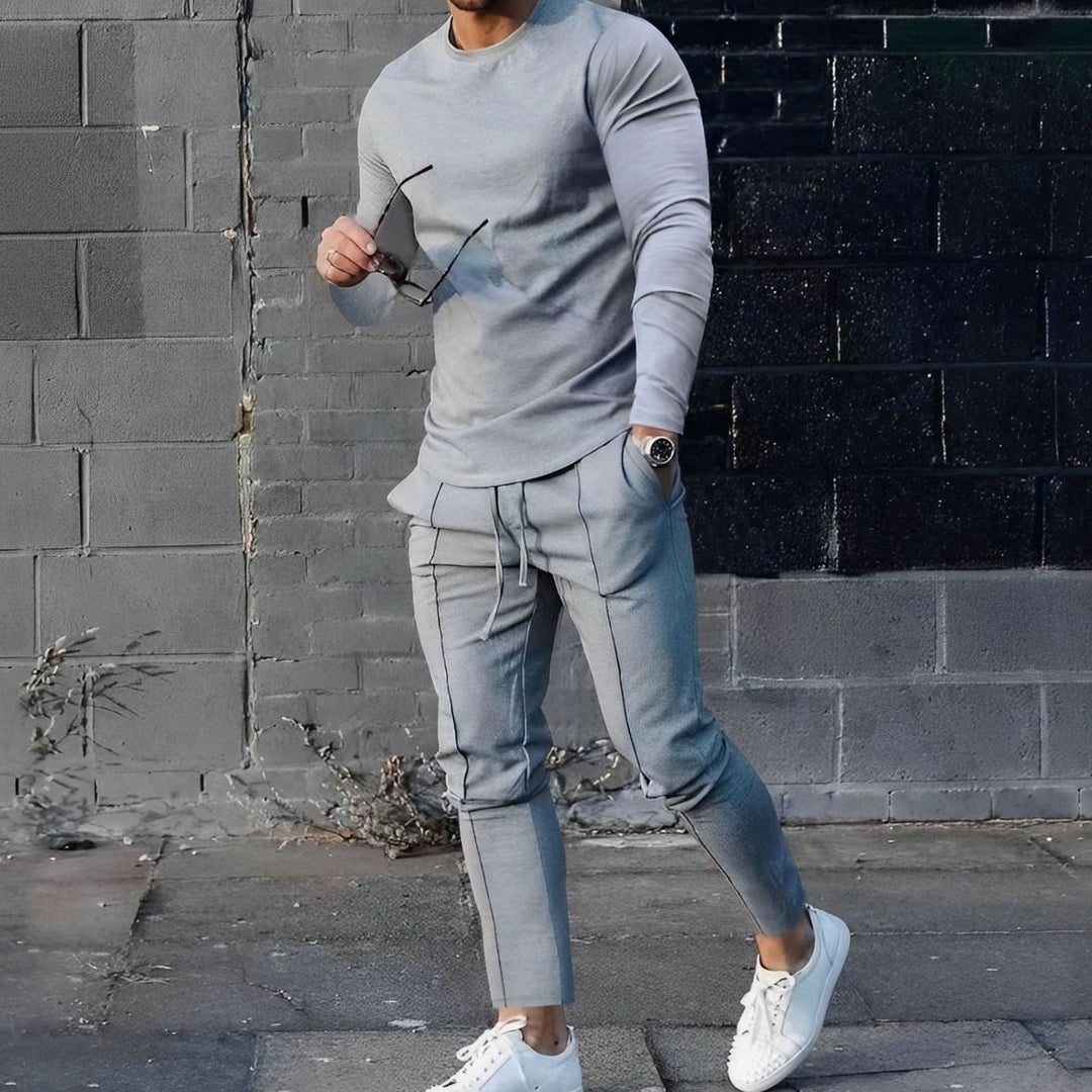 Men's Lightweight Long Sleeve Top and Jogger Pants Set
