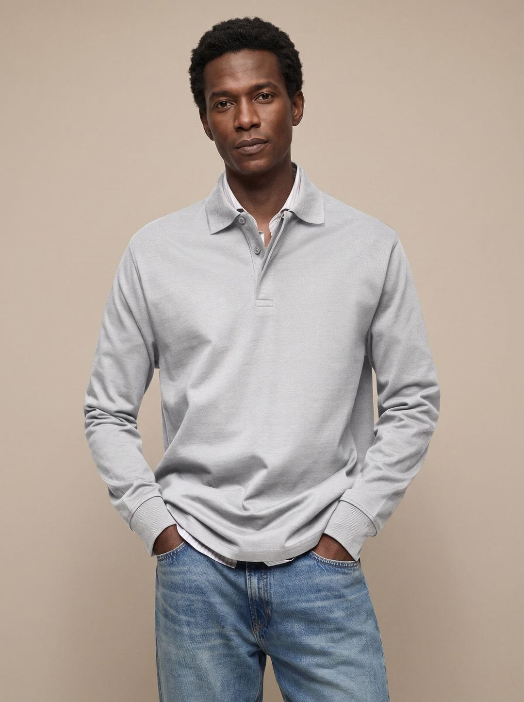 Men's Lightweight Long Sleeve Polo Shirt