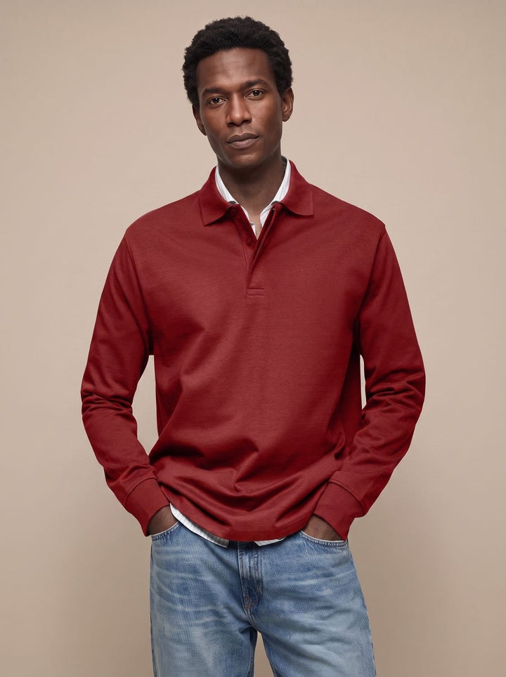 Men's Lightweight Long Sleeve Polo Shirt