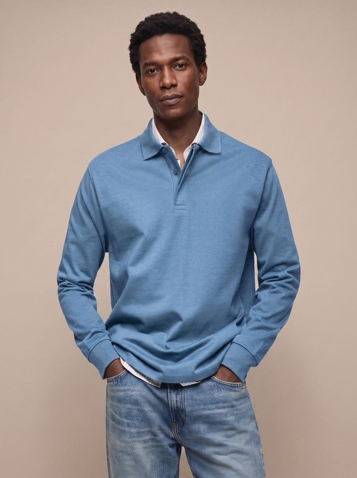 Men's Lightweight Long Sleeve Polo Shirt