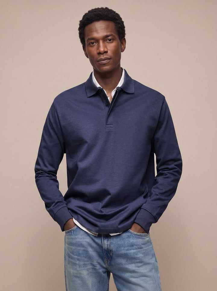 Men's Lightweight Long Sleeve Polo Shirt