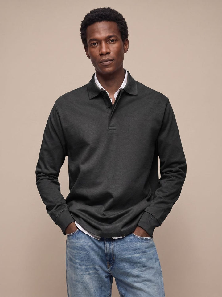 Men's Lightweight Long Sleeve Polo Shirt