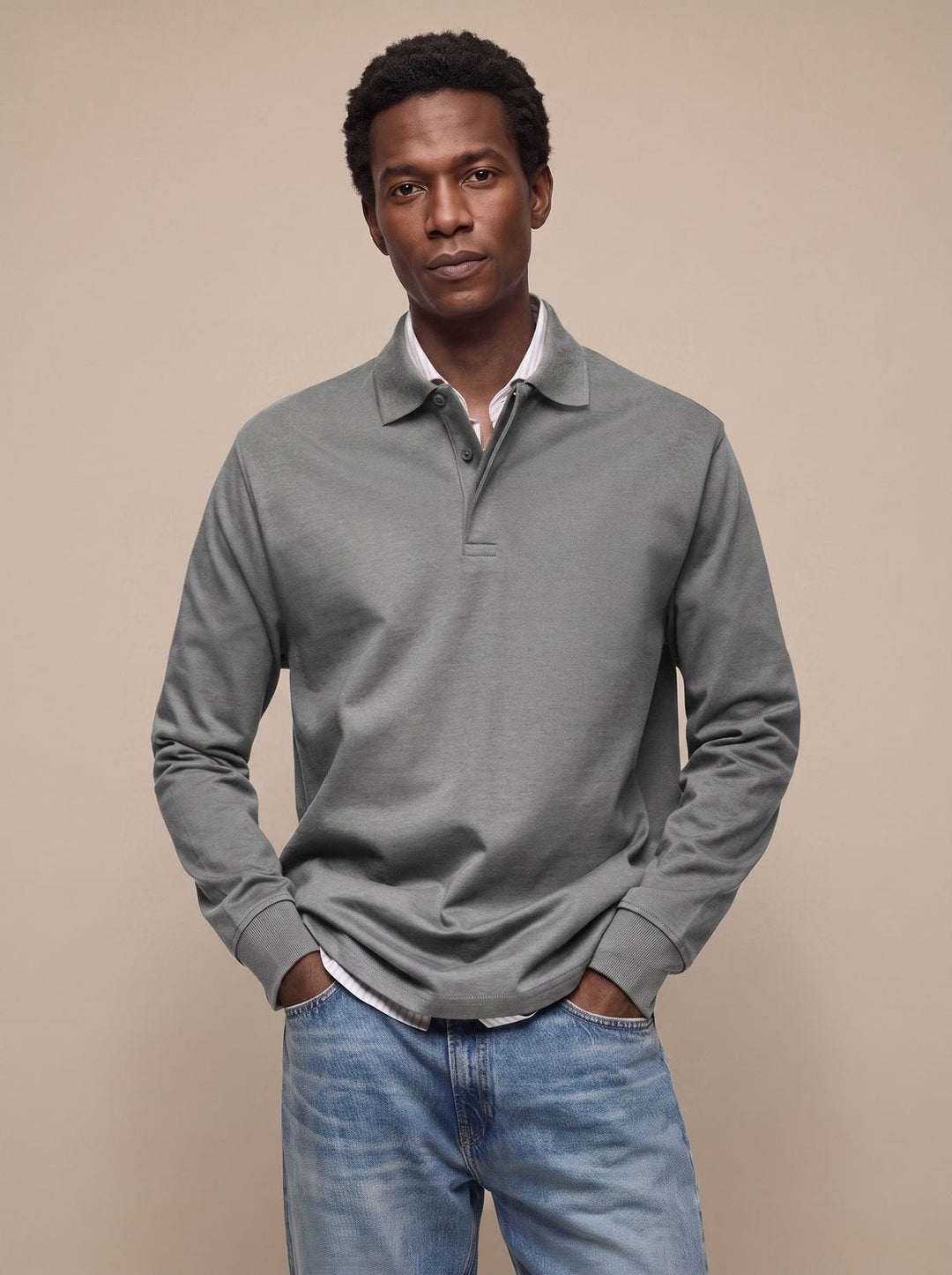 Men's Lightweight Long Sleeve Polo Shirt