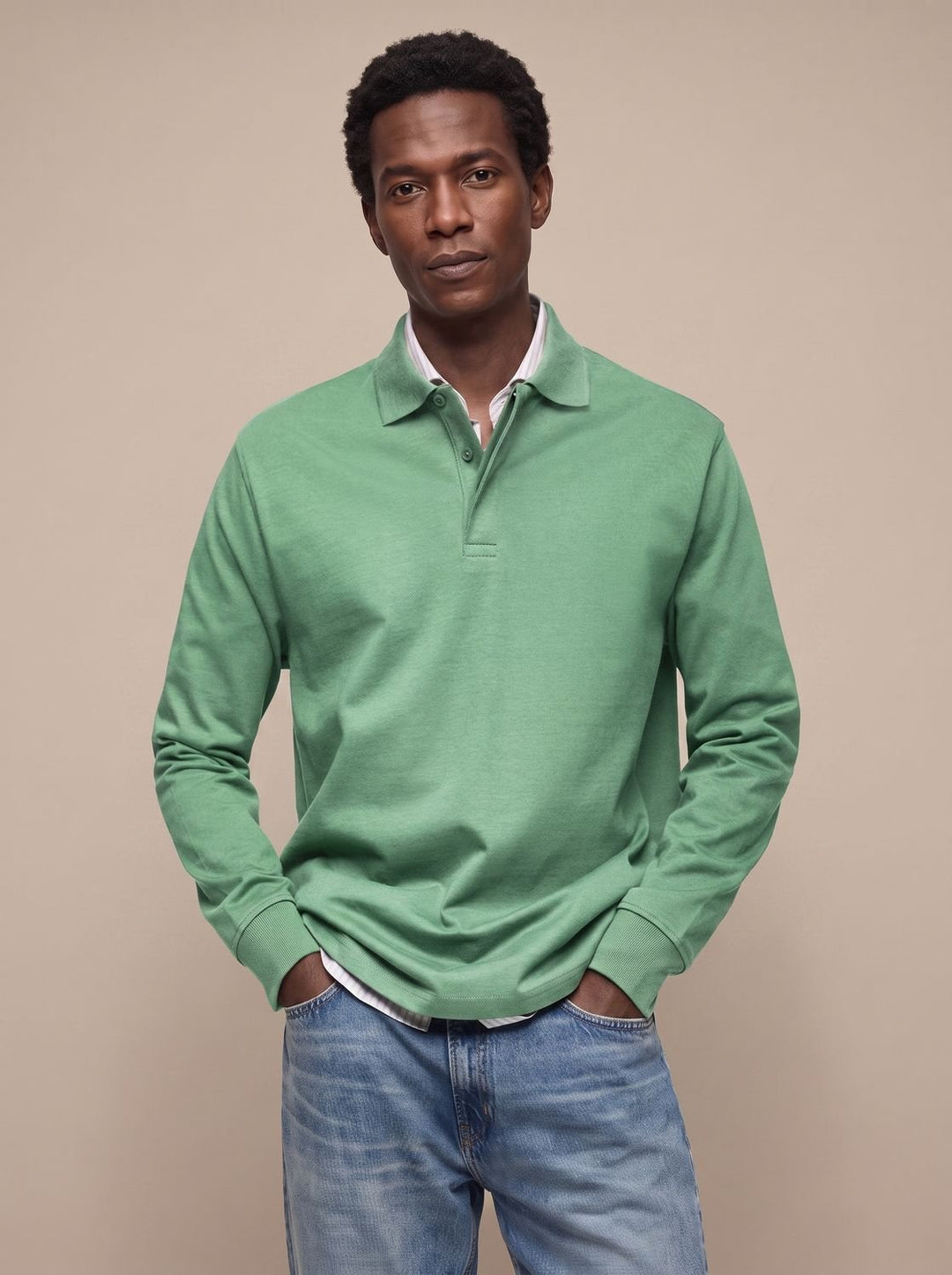 Men's Lightweight Long Sleeve Polo Shirt