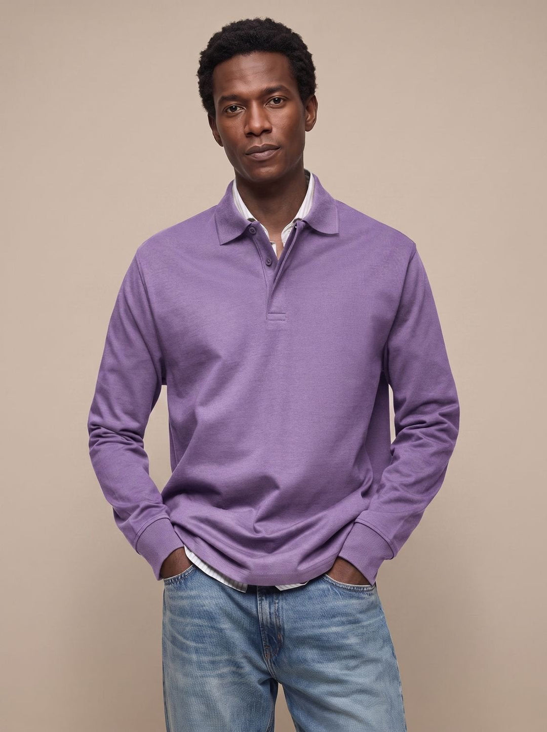 Men's Lightweight Long Sleeve Polo Shirt
