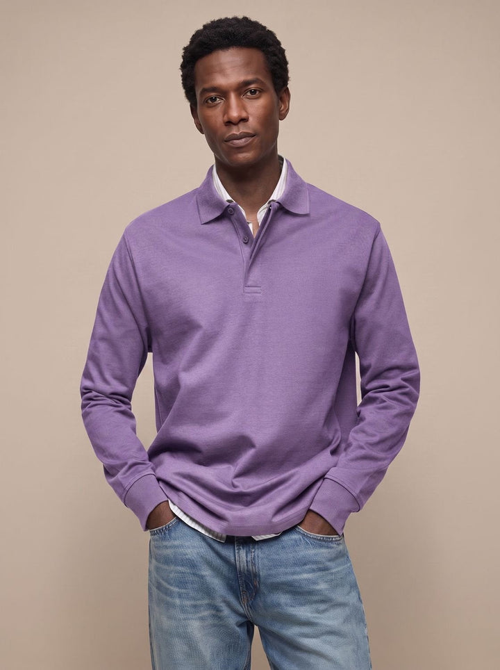 Men's Lightweight Long Sleeve Polo Shirt