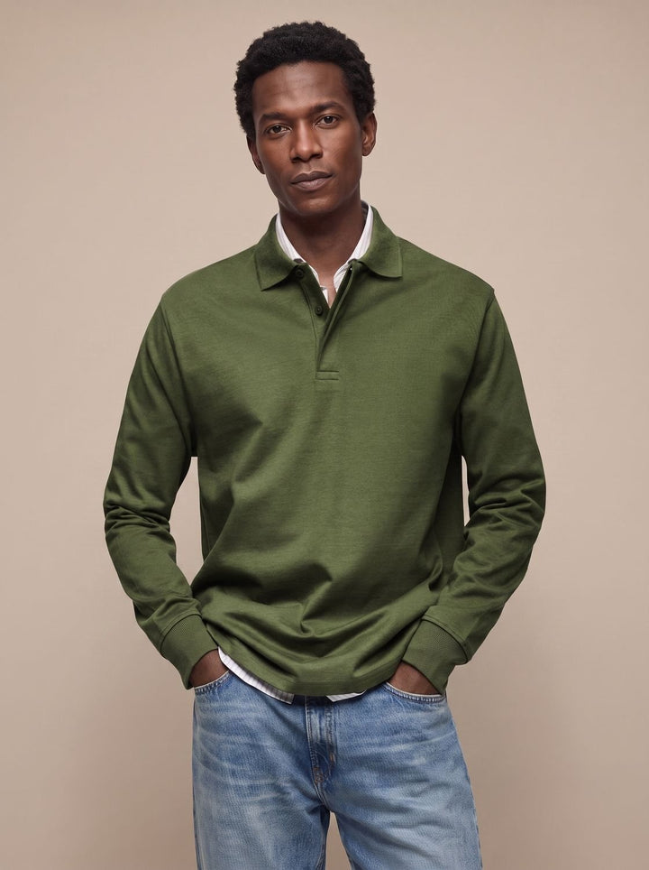 Men's Lightweight Long Sleeve Polo Shirt