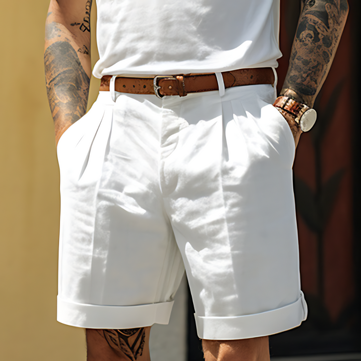 Men's Lightweight Pleated Cuffed Chino Shorts