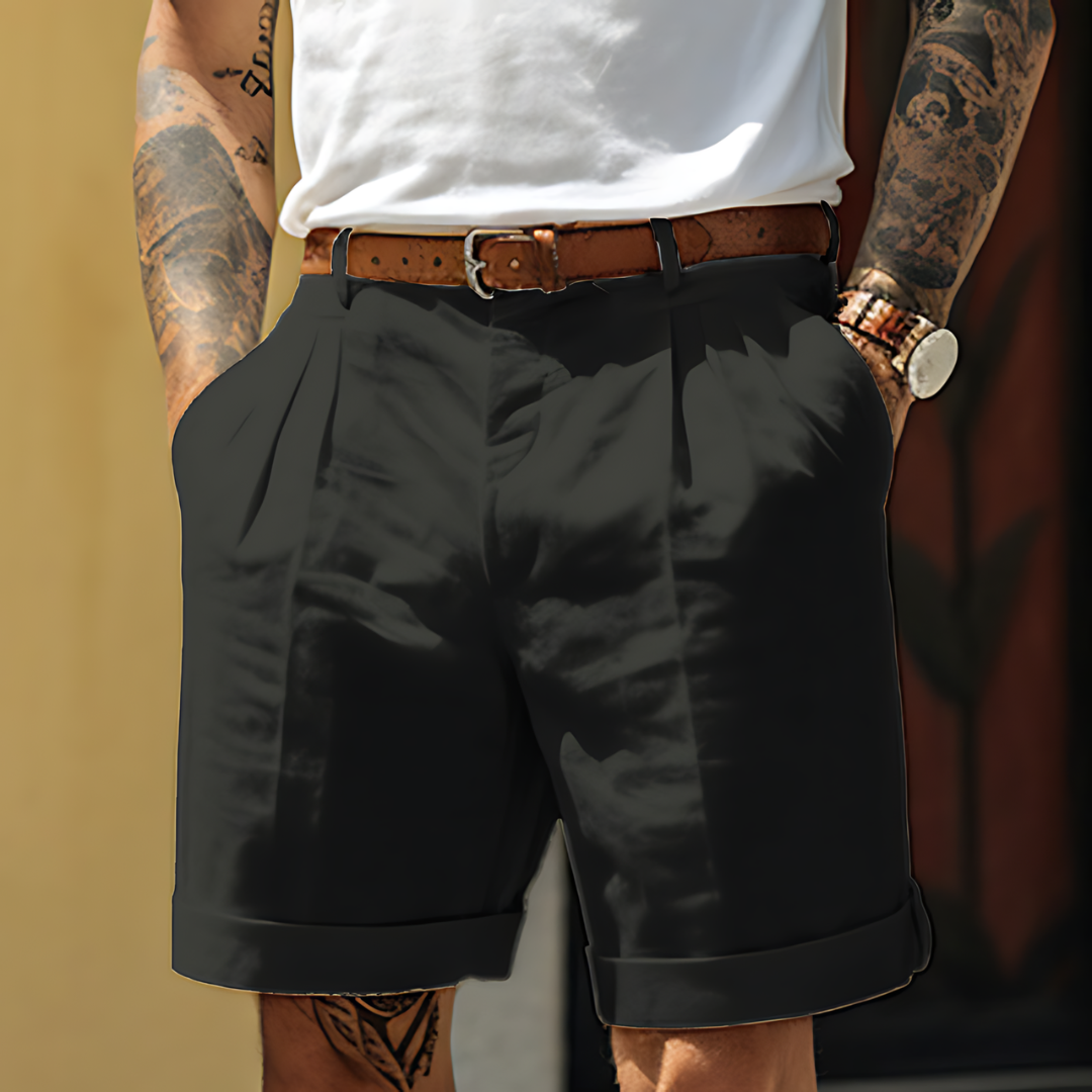 Men's Lightweight Pleated Cuffed Chino Shorts