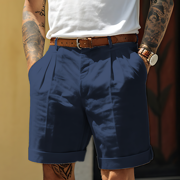 Men's Lightweight Pleated Cuffed Chino Shorts