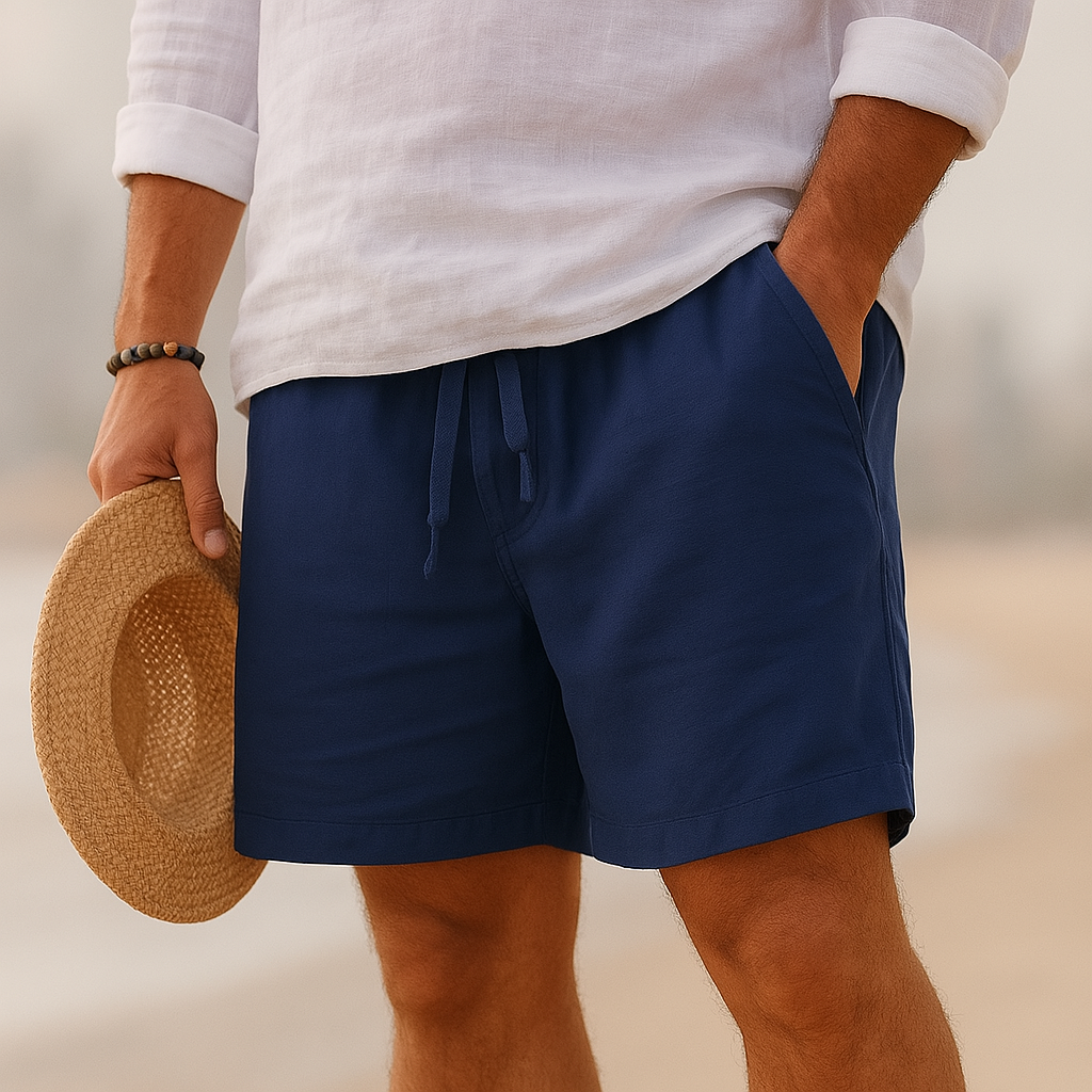 Men's Linen-Look Relaxed Fit Above-Knee Shorts