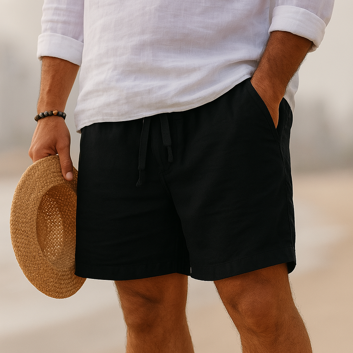 Men's Linen-Look Relaxed Fit Above-Knee Shorts