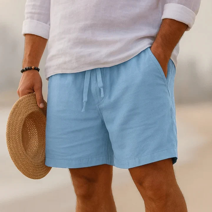 Men's Linen-Look Relaxed Fit Above-Knee Shorts