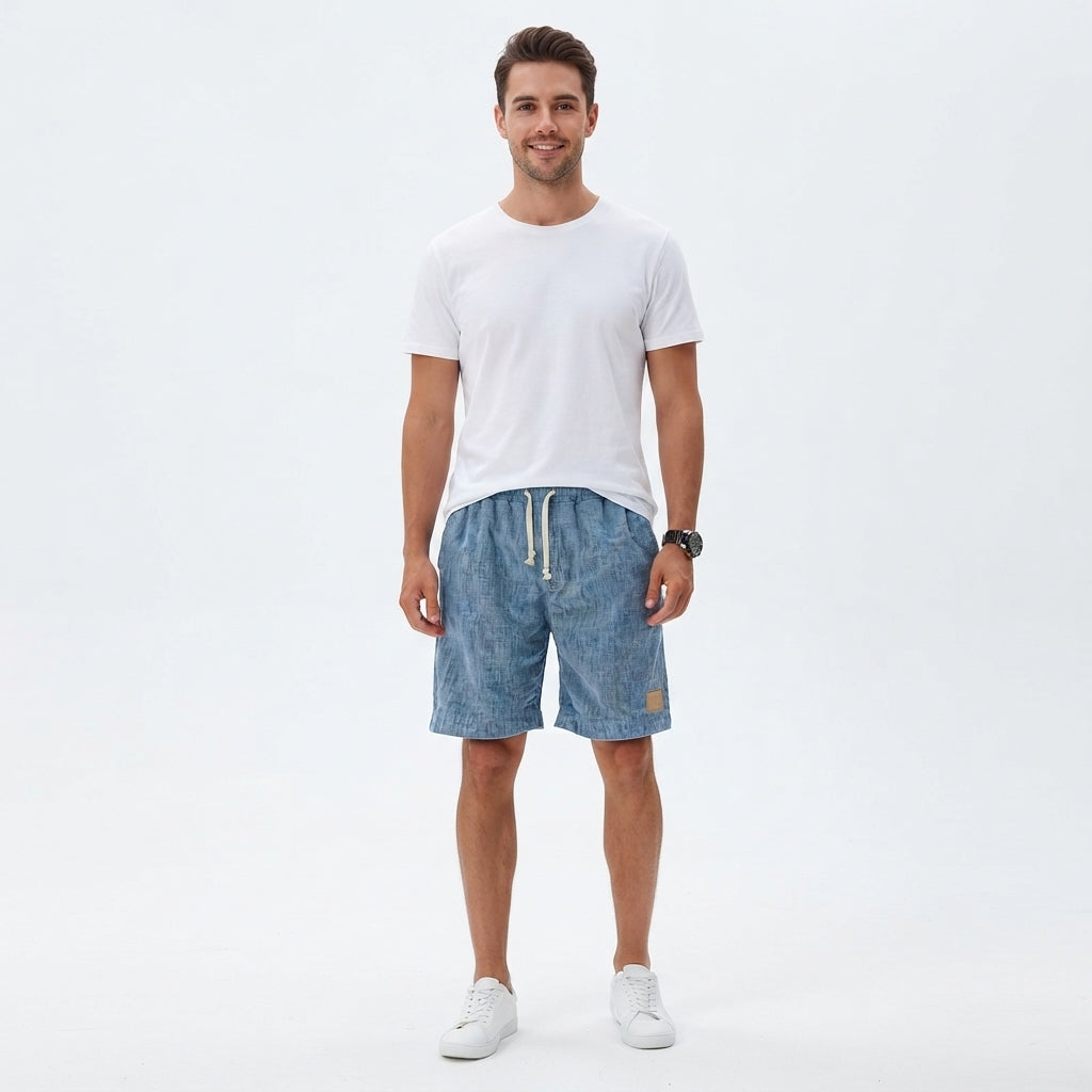 Men's Lightweight Denim-Look Drawstring Shorts