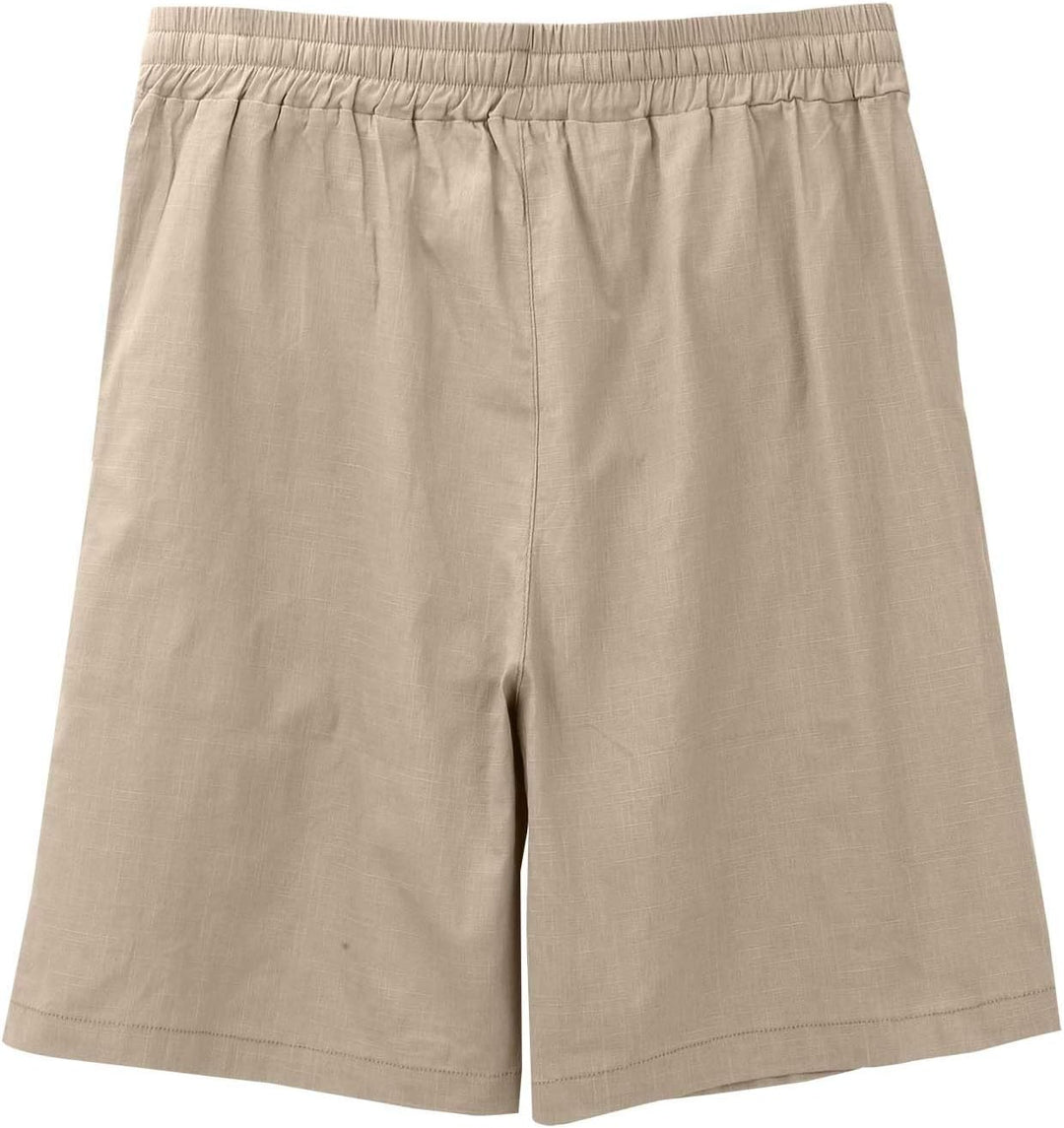 Men's Linen-Look Slub Drawstring Shorts with Label Patch